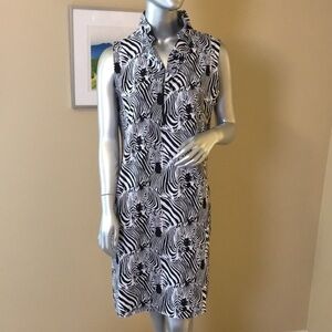 G LIFESTYLE | Zebra Print Ruffle Portrait Collar Sleeveless Dress